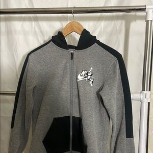 Nike Gray and Black Zip-Up Hoodie
